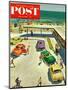 "Flat Tire at the Beach" Saturday Evening Post Cover, July 23, 1955-Thornton Utz-Mounted Giclee Print