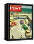 "Flat Tire at the Beach" Saturday Evening Post Cover, July 23, 1955-Thornton Utz-Framed Stretched Canvas