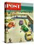"Flat Tire at the Beach" Saturday Evening Post Cover, July 23, 1955-Thornton Utz-Stretched Canvas