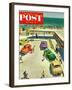 "Flat Tire at the Beach" Saturday Evening Post Cover, July 23, 1955-Thornton Utz-Framed Giclee Print