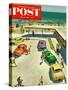 "Flat Tire at the Beach" Saturday Evening Post Cover, July 23, 1955-Thornton Utz-Stretched Canvas