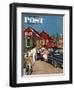 "Flat Tire at the Commuter Station," Saturday Evening Post Cover, November 26, 1960-Amos Sewell-Framed Premium Giclee Print