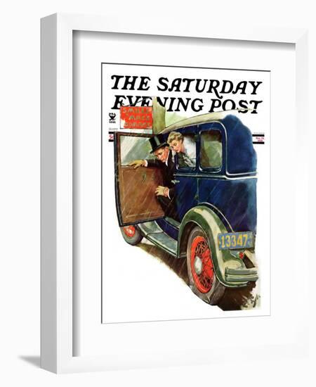 "Flat Tire, Flat Evening," Saturday Evening Post Cover, November 24, 1934-Ellen Pyle-Framed Giclee Print