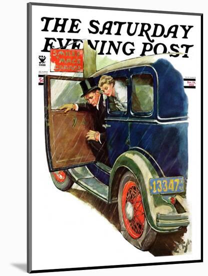 "Flat Tire, Flat Evening," Saturday Evening Post Cover, November 24, 1934-Ellen Pyle-Mounted Giclee Print