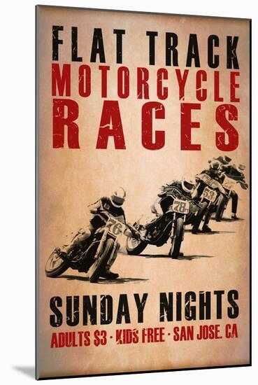 Flat Track Racers-Mark Rogan-Mounted Art Print