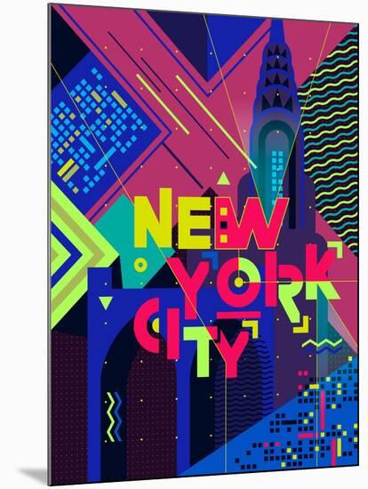 Flat Typography Poster. New York City-Daria_I-Mounted Art Print