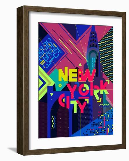 Flat Typography Poster. New York City-Daria_I-Framed Art Print