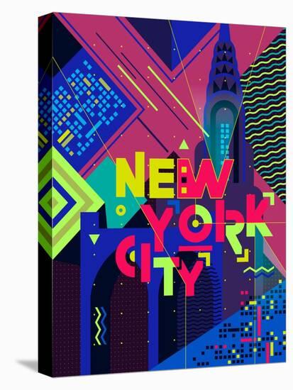 Flat Typography Poster. New York City-Daria_I-Stretched Canvas