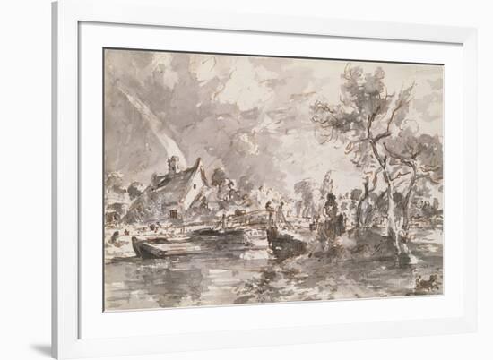 Flatford Old Mill Cottage on the Stour, Pen and Wash-John Constable-Framed Giclee Print