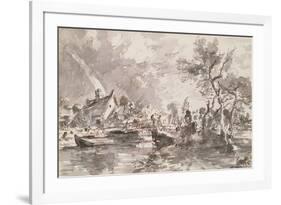 Flatford Old Mill Cottage on the Stour, Pen and Wash-John Constable-Framed Giclee Print