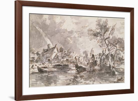 Flatford Old Mill Cottage on the Stour, Pen and Wash-John Constable-Framed Giclee Print