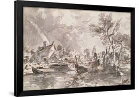 Flatford Old Mill Cottage on the Stour, Pen and Wash-John Constable-Framed Giclee Print