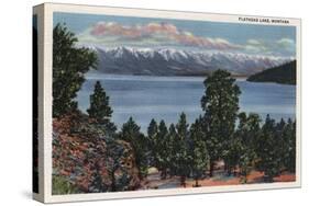 Flathead Lake, Montana - View of Snowcapped Mountains-Lantern Press-Stretched Canvas