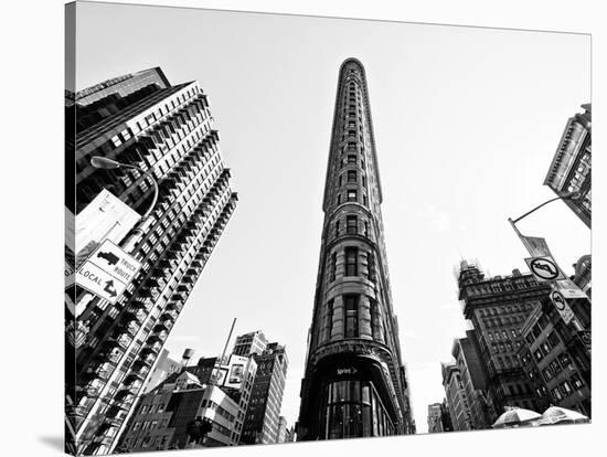 Flatiron Building, 5th Ave, Manhattan, New York, United States, Black and White Photography-Philippe Hugonnard-Stretched Canvas