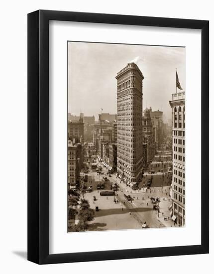 Flatiron Building, c.1912 (sepia)-null-Framed Art Print