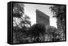 Flatiron Building in NYC Through Reflection in Fountain in Madison Sq. Park-null-Framed Stretched Canvas