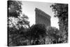 Flatiron Building in NYC Through Reflection in Fountain in Madison Sq. Park-null-Stretched Canvas