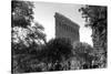 Flatiron Building in NYC Through Reflection in Fountain in Madison Sq. Park-null-Stretched Canvas