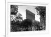 Flatiron Building in NYC Through Reflection in Fountain in Madison Sq. Park-null-Framed Photo