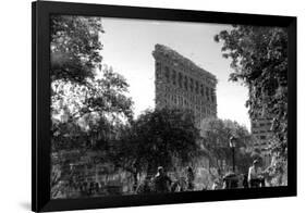 Flatiron Building in NYC Through Reflection in Fountain in Madison Sq. Park-null-Framed Photo