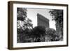 Flatiron Building in NYC Through Reflection in Fountain in Madison Sq. Park-null-Framed Photo