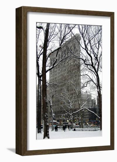 Flatiron Building in Snow-Igor Maloratsky-Framed Art Print