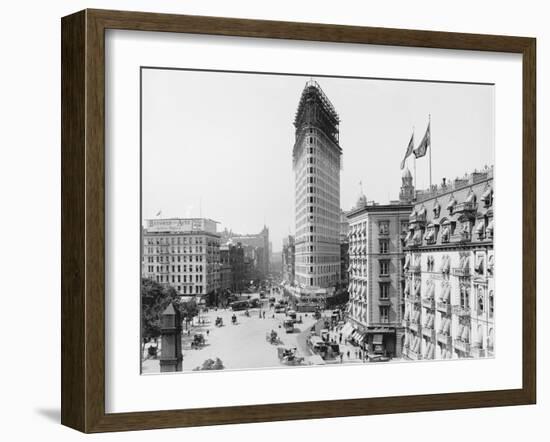 Flatiron Building under Construction-null-Framed Premium Photographic Print