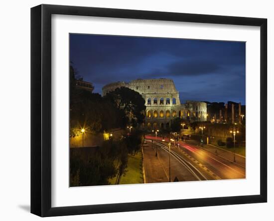 Flavian Amphitheatre or Coliseum at Night, 79-80 A.D. Rome, Italy-null-Framed Art Print