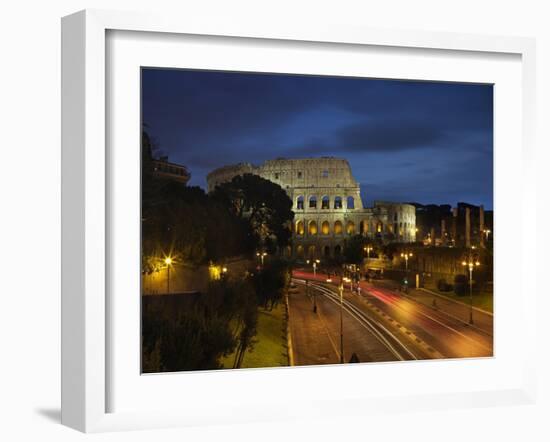 Flavian Amphitheatre or Coliseum at Night, 79-80 A.D. Rome, Italy-null-Framed Art Print