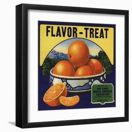 Flavor Treat Brand - San Dimas, California - Citrus Crate Label-Lantern Press-Framed Art Print