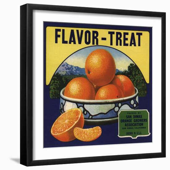 Flavor Treat Brand - San Dimas, California - Citrus Crate Label-Lantern Press-Framed Art Print