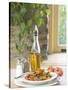 Flavored Oil and Salt and Pepper Shakers Beside Bowl of Pasta-null-Stretched Canvas