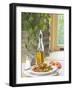 Flavored Oil and Salt and Pepper Shakers Beside Bowl of Pasta-null-Framed Photographic Print