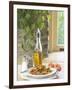 Flavored Oil and Salt and Pepper Shakers Beside Bowl of Pasta-null-Framed Photographic Print