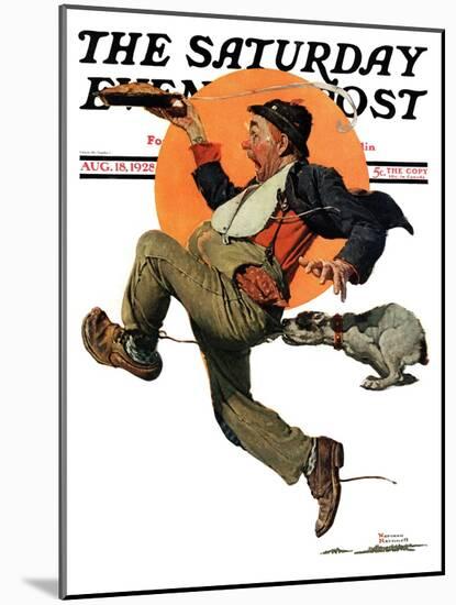 "Fleeing Hobo" Saturday Evening Post Cover, August 18,1928-Norman Rockwell-Mounted Giclee Print