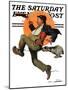 "Fleeing Hobo" Saturday Evening Post Cover, August 18,1928-Norman Rockwell-Mounted Giclee Print