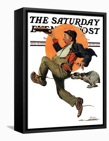 "Fleeing Hobo" Saturday Evening Post Cover, August 18,1928-Norman Rockwell-Framed Stretched Canvas