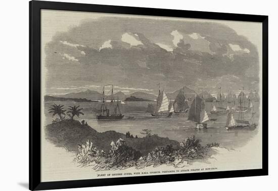 Fleet of Chinese Junks, with HMS Opossum, Preparing to Attack Pirates at How-Chow-null-Framed Giclee Print