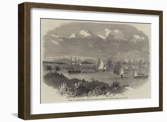 Fleet of Chinese Junks, with HMS Opossum, Preparing to Attack Pirates at How-Chow-null-Framed Giclee Print