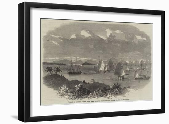 Fleet of Chinese Junks, with HMS Opossum, Preparing to Attack Pirates at How-Chow-null-Framed Giclee Print