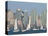 Fleet of Sailboats and Skyline of San Diego, California, Usa-Bill Bachmann-Stretched Canvas