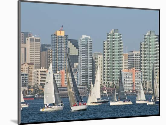 Fleet of Sailboats and Skyline of San Diego, California, Usa-Bill Bachmann-Mounted Photographic Print