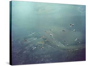 Fleet of US Air Force Operational Planes Flying in a Single Formation over Gulf Coast-J^ R^ Eyerman-Stretched Canvas
