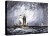 Fleet of Viking Ships at Sea-null-Stretched Canvas