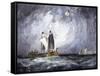 Fleet of Viking Ships at Sea-null-Framed Stretched Canvas