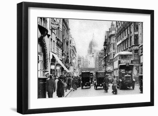 Fleet Street as Seen from Opposite Salisbury Court, London, 1926-1927-null-Framed Giclee Print