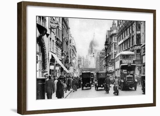 Fleet Street as Seen from Opposite Salisbury Court, London, 1926-1927-null-Framed Giclee Print