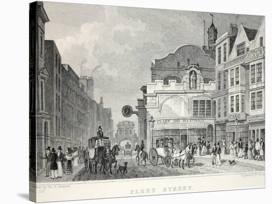 Fleet Street, from 'London and it's Environs in the Nineteenth Century'-Thomas Hosmer Shepherd-Stretched Canvas