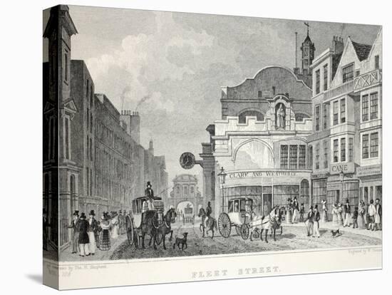 Fleet Street, from 'London and it's Environs in the Nineteenth Century'-Thomas Hosmer Shepherd-Stretched Canvas