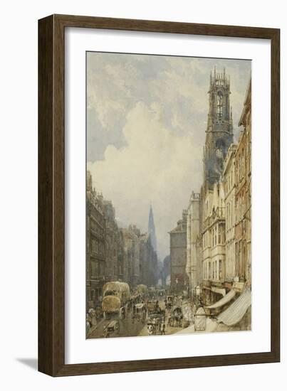 Fleet Street Looking Up to Temple Bar with Old St. Dunstans, and St. Clement Danes, 1834-George Sidney Shepherd-Framed Giclee Print